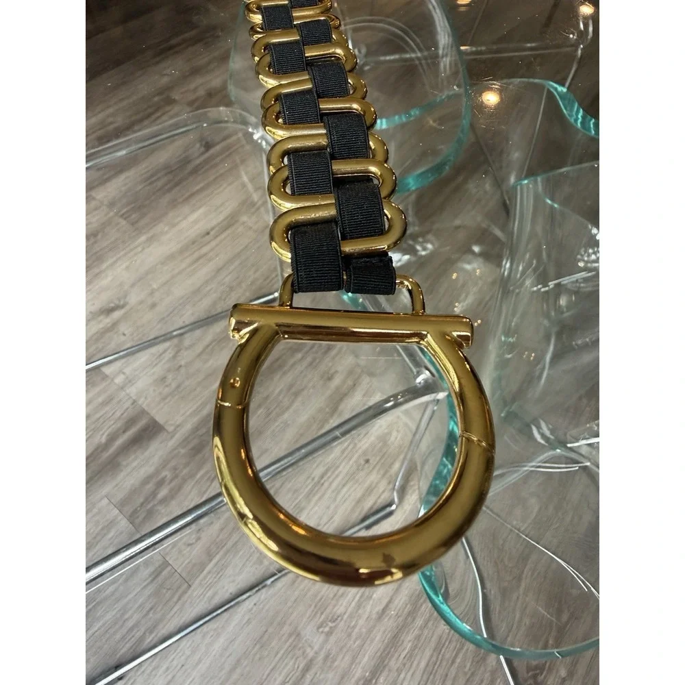 Suzi Oher Medium Black Stretch Gold O Ring Belt Buckle Made in Canada